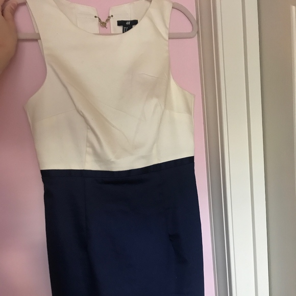 navy cream dress